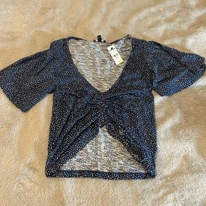 Express navy polka dot shirt